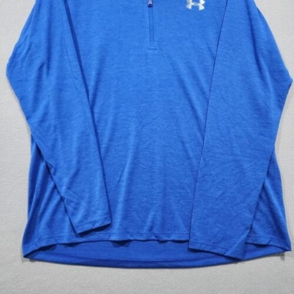 Under Armour Polo Shirt Mens Large Blue HeatGear Loose Long Sleeve - Picture 6 of 15